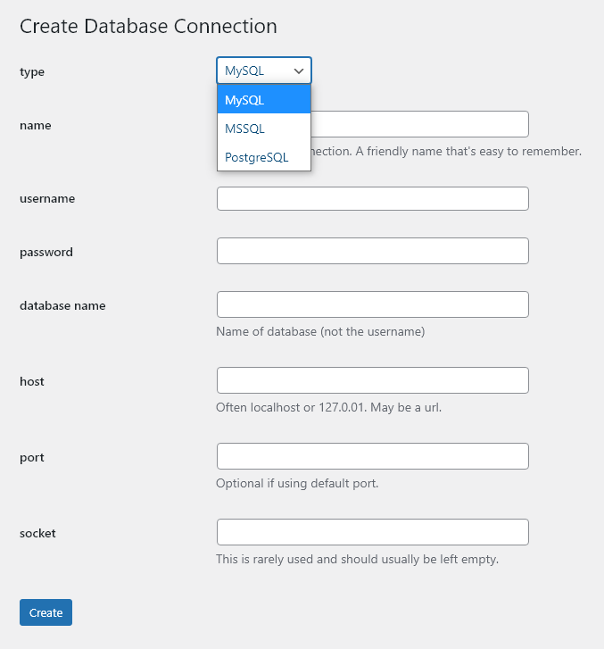 connect wordpress to secondary sql database for making a chart